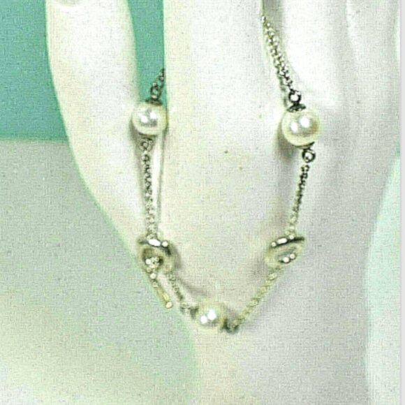 Vintage Tiffany &Co Akoya Pearls Cushion Toggle Silver Bracelet 7" Rare - Picture 10 of 10